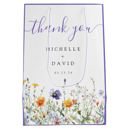 Wildflower Wedding Favor Medium Cadeauzakje (Achterkant)