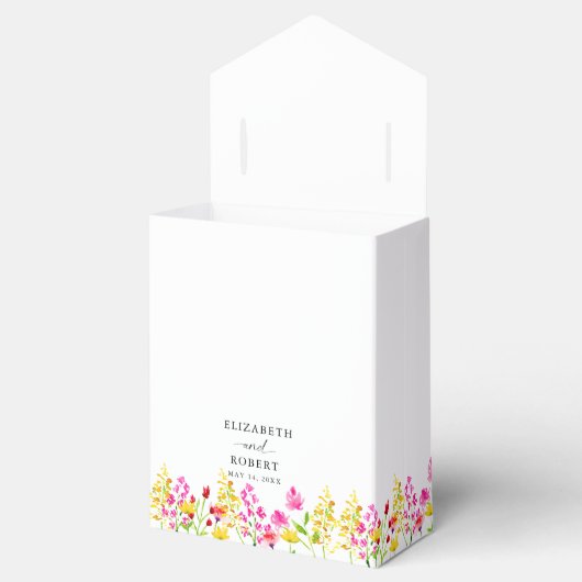 Wildflower Wedding Floral Script Elegant Spring Bedankdoosjes (Geopend)