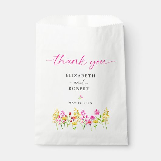 Wildflower Wedding Floral Script Elegant Spring Bedankzakje (Voorkant)