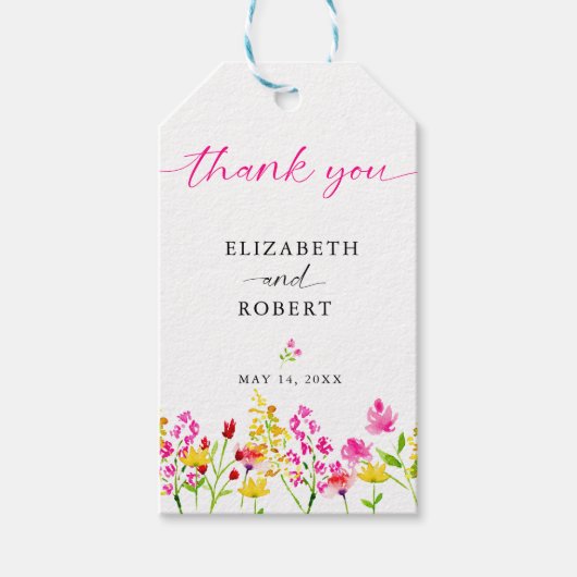 Wildflower Wedding Floral Script Elegant Spring Cadeaulabel (Voorkant)