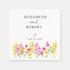 Wildflower Wedding Floral Script Elegant Spring Servet