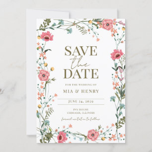 Wildflower Wedding Foto Sla de datum op Kaart