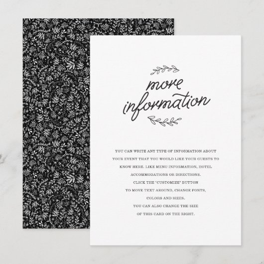 Wildflower Wedding Insert Informatiekaartje (Voorkant / Achterkant)