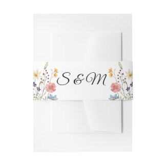 Wildflower  Wedding Invitation Belly Band Uitnodigingen Wikkel
