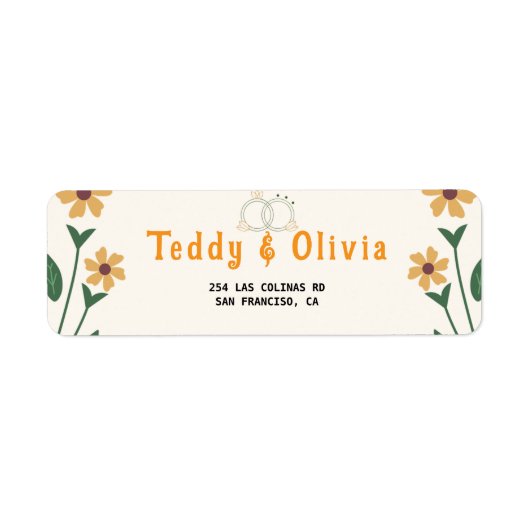 Wildflower Wedding Invitation Etiket (Voorkant)