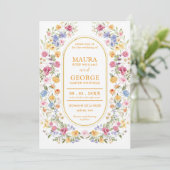 Wildflower wedding invitation kaart (Staand voorkant)