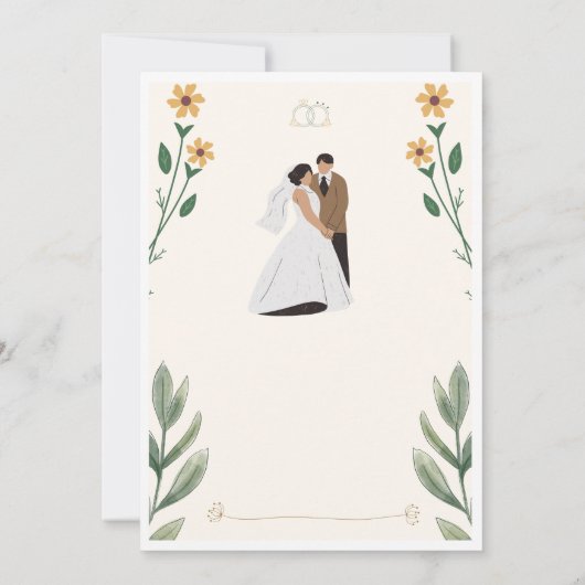 Wildflower Wedding Invitation Kaart (Achterkant)