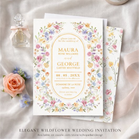 Wildflower wedding invitation kaart