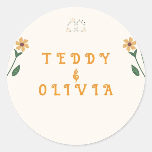 Wildflower Wedding Invitation Ronde Sticker (Voorkant)