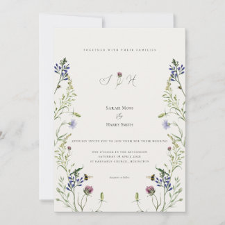 Wildflower Wedding Invitation Watercolor Floral Feestdagenkaart
