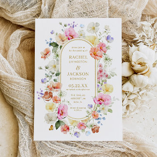 Wildflower Wedding Invite, Colorful Floral Wedding Kaart