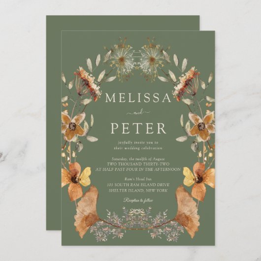 Wildflower Wedding Kaart (Voorkant / Achterkant)