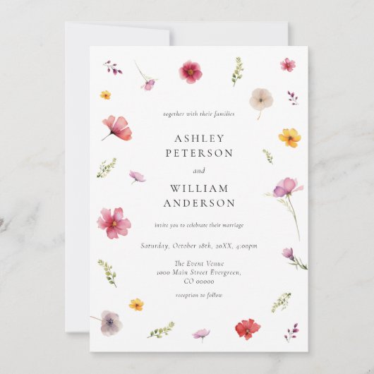 Wildflower Wedding Kaart (Voorkant)