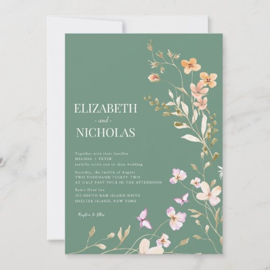 Wildflower Wedding Kaart (Voorkant)