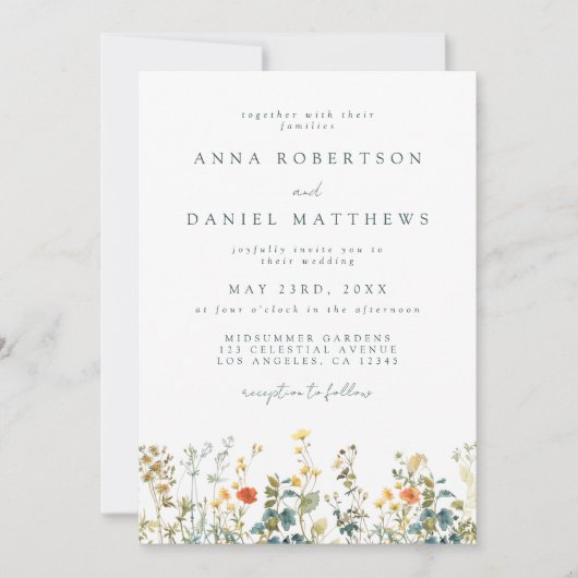 Wildflower Wedding Kaart (Voorkant)