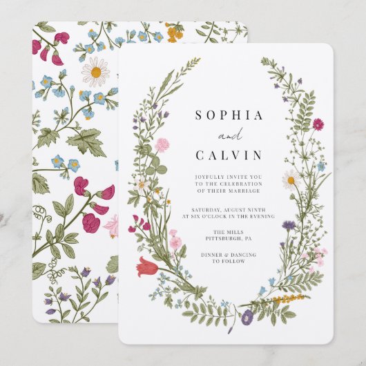 Wildflower Wedding Kaart (Voorkant / Achterkant)