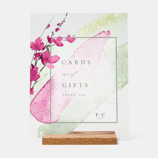 Wildflower Wedding-kaarten & Gifts Fuchsia ID954 Acryl Bord (Voorkant)