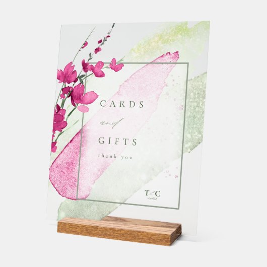 Wildflower Wedding-kaarten & Gifts Fuchsia ID954 Acryl Bord (Hoek)