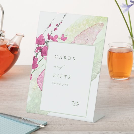 Wildflower Wedding-kaarten & Gifts Fuchsia ID954 Reclamebord Met Voetstuk (Insitu)