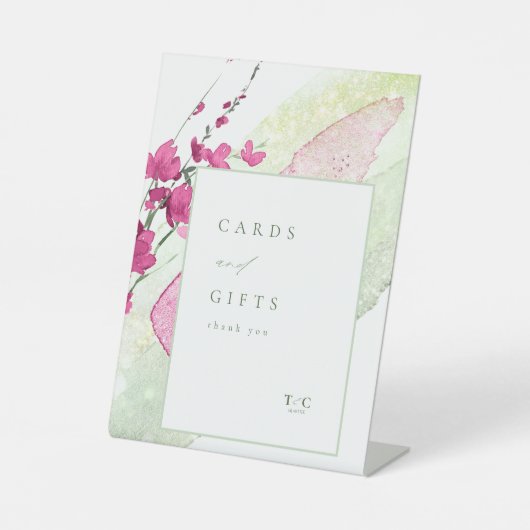 Wildflower Wedding-kaarten & Gifts Fuchsia ID954 Reclamebord Met Voetstuk (Voorkant)