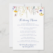 Wildflower Wedding Kissing Menu Game Kaart (Voorkant)