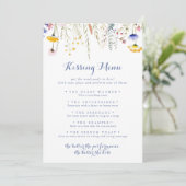 Wildflower Wedding Kissing Menu Game Kaart (Staand voorkant)
