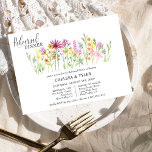 Wildflower Wedding Meadow Flowers Rehearsal Dinner Kaart<br><div class="desc">De repetitie van het diner voor de bruiloft van de wilde bloem met delicate wilde bloemen en prachtige kalligrafie. Dit ontwerp van de waterverf van de wilde bloem heeft een strakke beembloem in roze lila oranje blauw en geel. Ideaal voor lente- en zomerthema's, van bloementuin tot organische boho. Als u...</div>