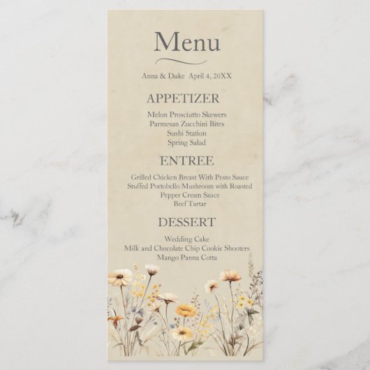 Wildflower Wedding Menu (Voorkant)