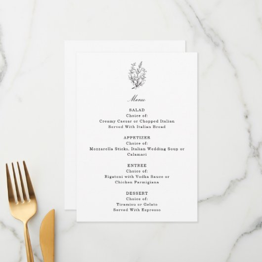 Wildflower Wedding Menu (Voorkant / Achterkant in situ)