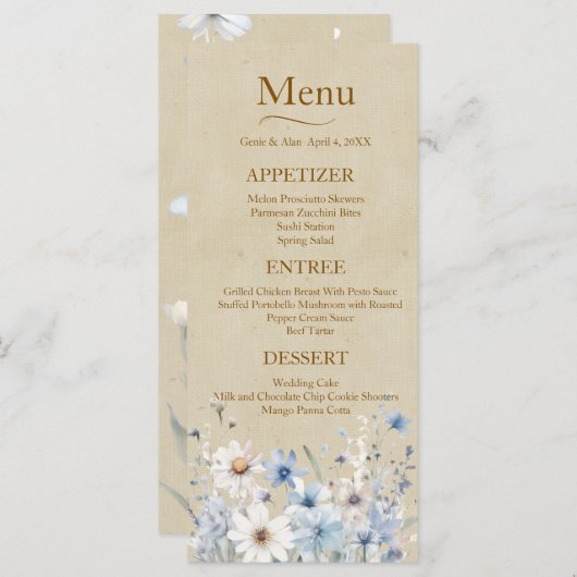 Wildflower Wedding Menu (Voorkant / Achterkant)