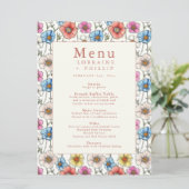  Wildflower Wedding Menu Kaart (Staand voorkant)