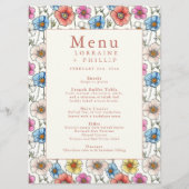  Wildflower Wedding Menu Kaart (Voorkant)