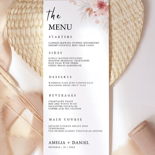 Wildflower Wedding Menu Kaarten Sjabloon