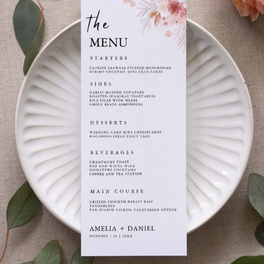 Wildflower Wedding Menu Kaarten Sjabloon