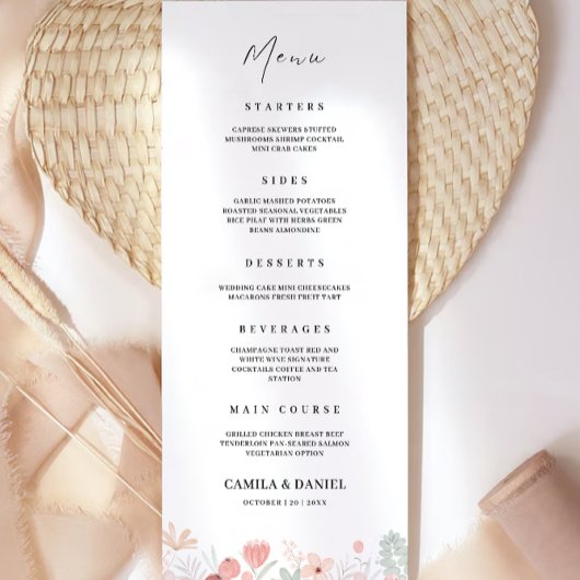 Wildflower Wedding Menu Kaarten Sjabloon