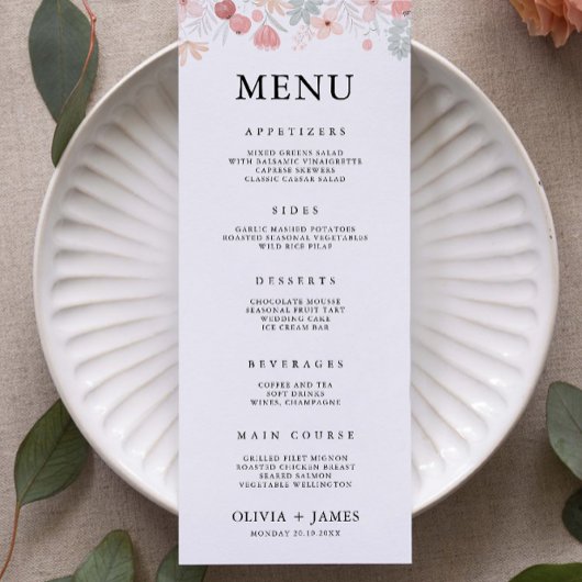 Wildflower Wedding Menu Kaarten Sjabloon