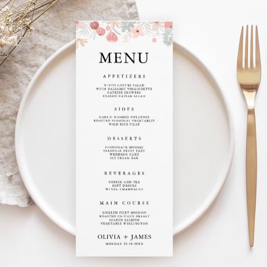 Wildflower Wedding Menu Kaarten Sjabloon