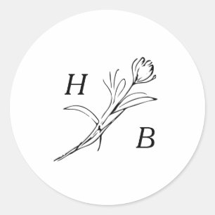 Wildflower Wedding Monogram Ronde Sticker