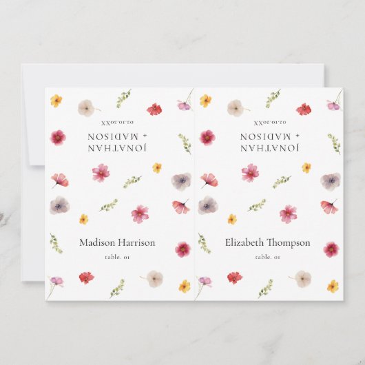 Wildflower Wedding Naam Plaats Kaart DIY (Voorkant)