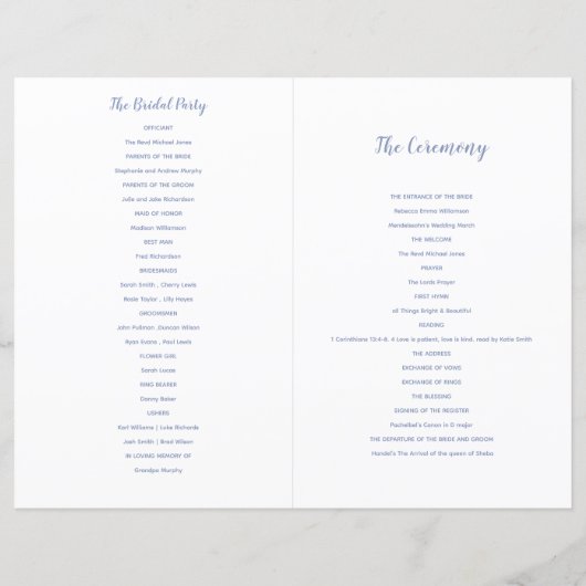 Wildflower Wedding Order of Service (Achterkant)