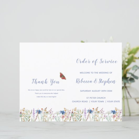 Wildflower Wedding Order of Service (Staand voorkant)