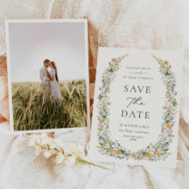 Wildflower Wedding Photo Save the Date Kaart