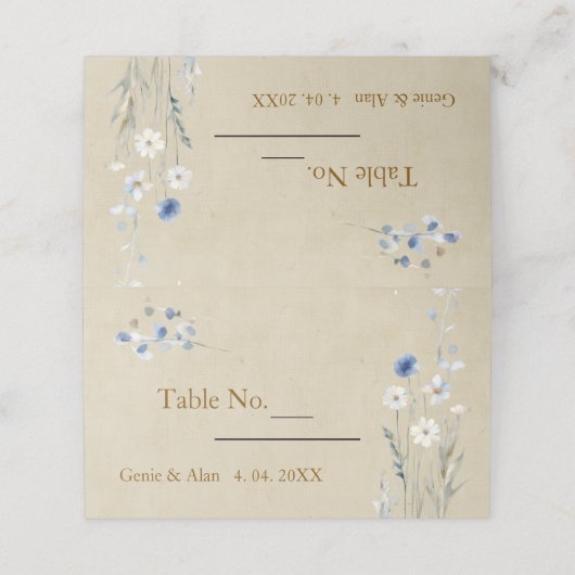 Wildflower Wedding Plaatskaartje (Buitenkant ongevouwen)