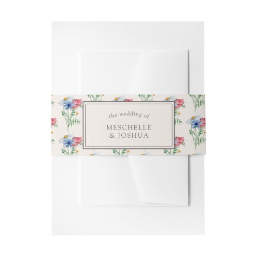 Wildflower Wedding Poppy Daisy Cornflower Floral Uitnodigingen Wikkel (Voorkant Voorbeeld)