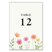 Wildflower Wedding Pretty Flower Table Number Kaart (Voorkant)