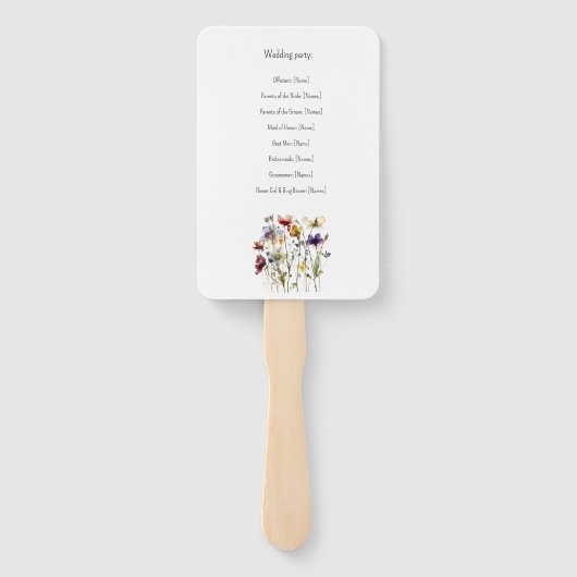 Wildflower Wedding Program, op maat Handwaaier (Achterkant)