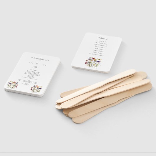 Wildflower Wedding Program, op maat Handwaaier (Niet-gemonteerd)
