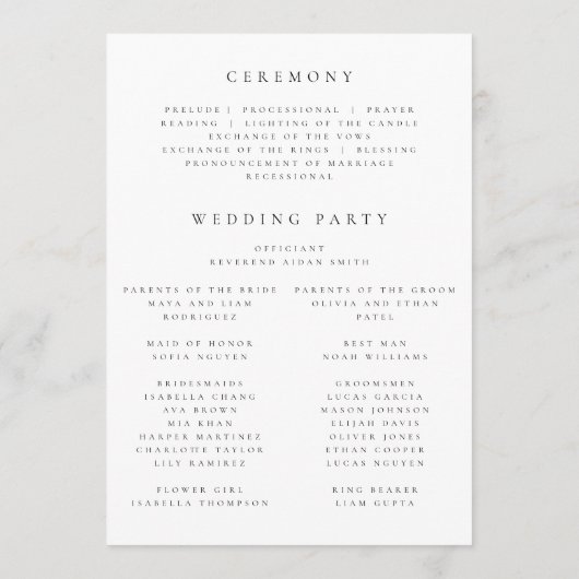 Wildflower Wedding Program Programmakaart (Achterkant)