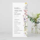 Wildflower Wedding Programma Bloemenbruiloft Programmakaart (Staand voorkant)