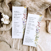 Wildflower Wedding Programma Bloemenbruiloft Programmakaart